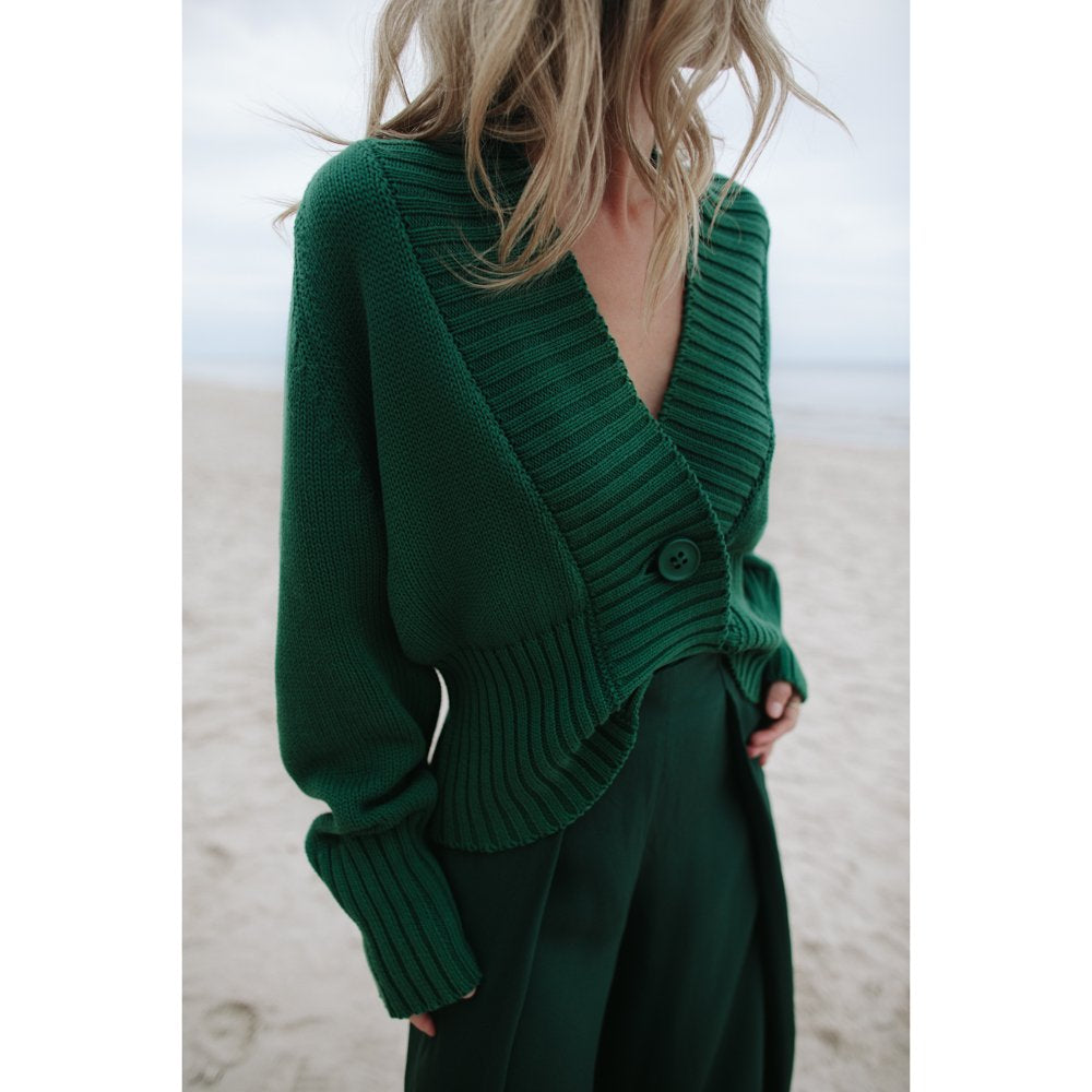 Green knitted cardigan best sale