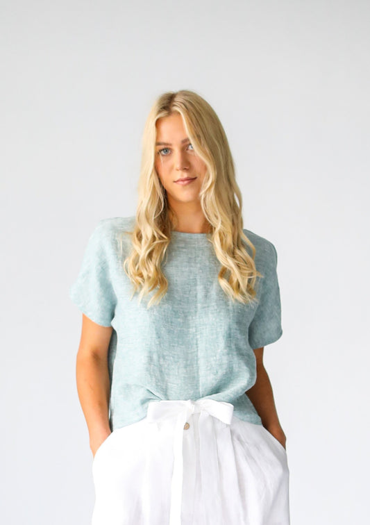 Sage Linen Top | Mint Melange